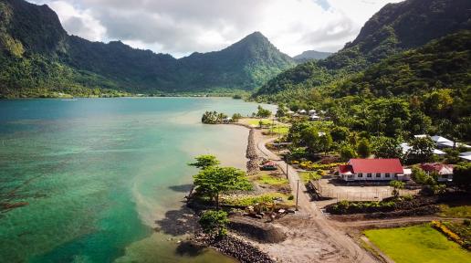 Samoa village landscape